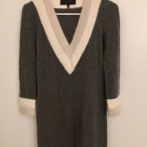 Rag & Bone Gray V Neck 3/4 Sleeve Sweater Dress